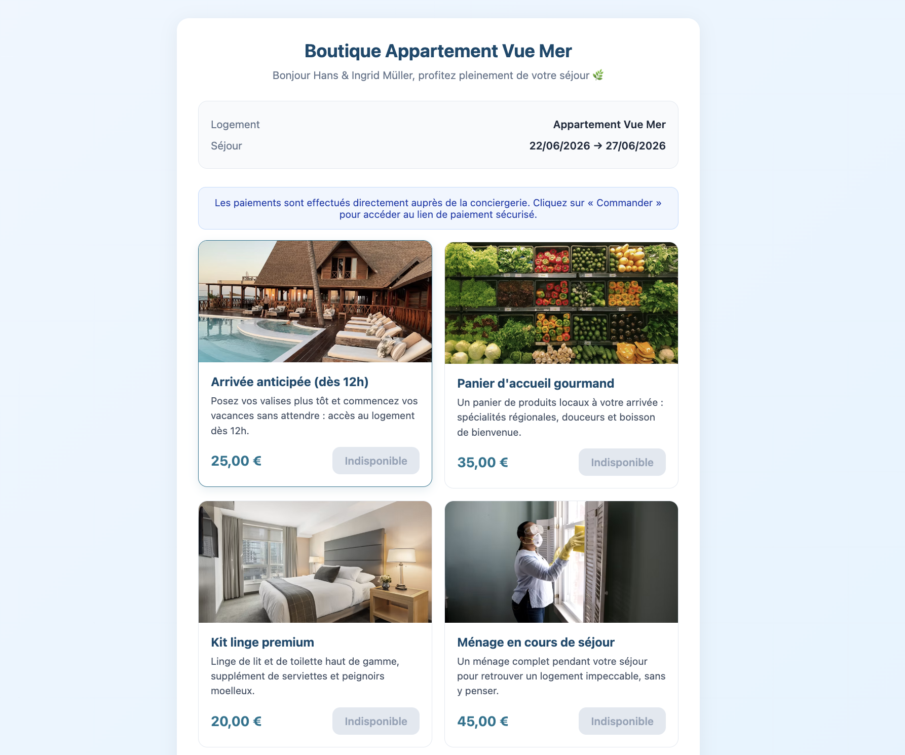 Boutique de services additionnels