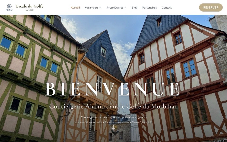 Page d'accueil du site Escale du Golfe