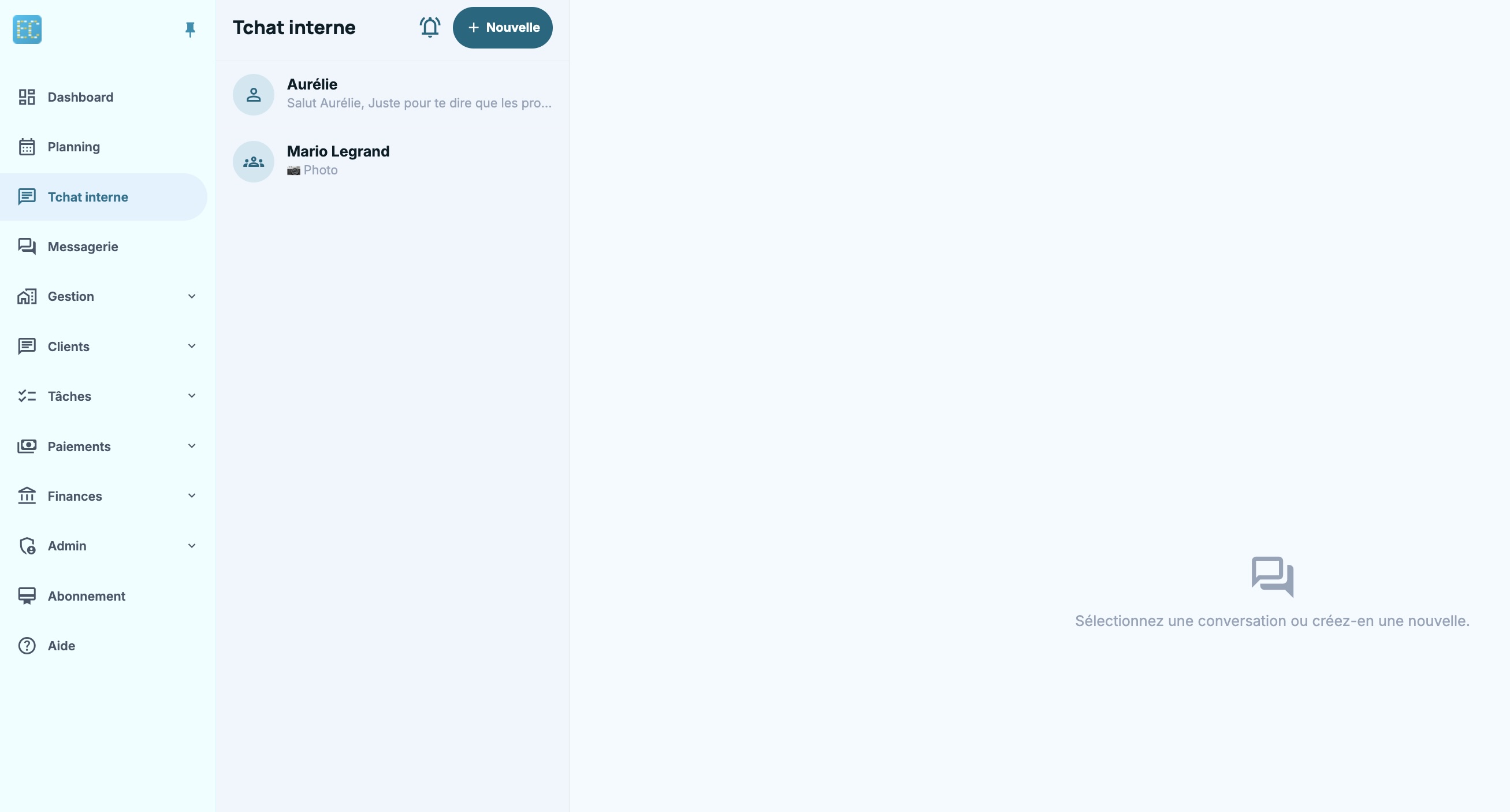 Tchat interne Easy Concierge : conversations équipe et prestataires