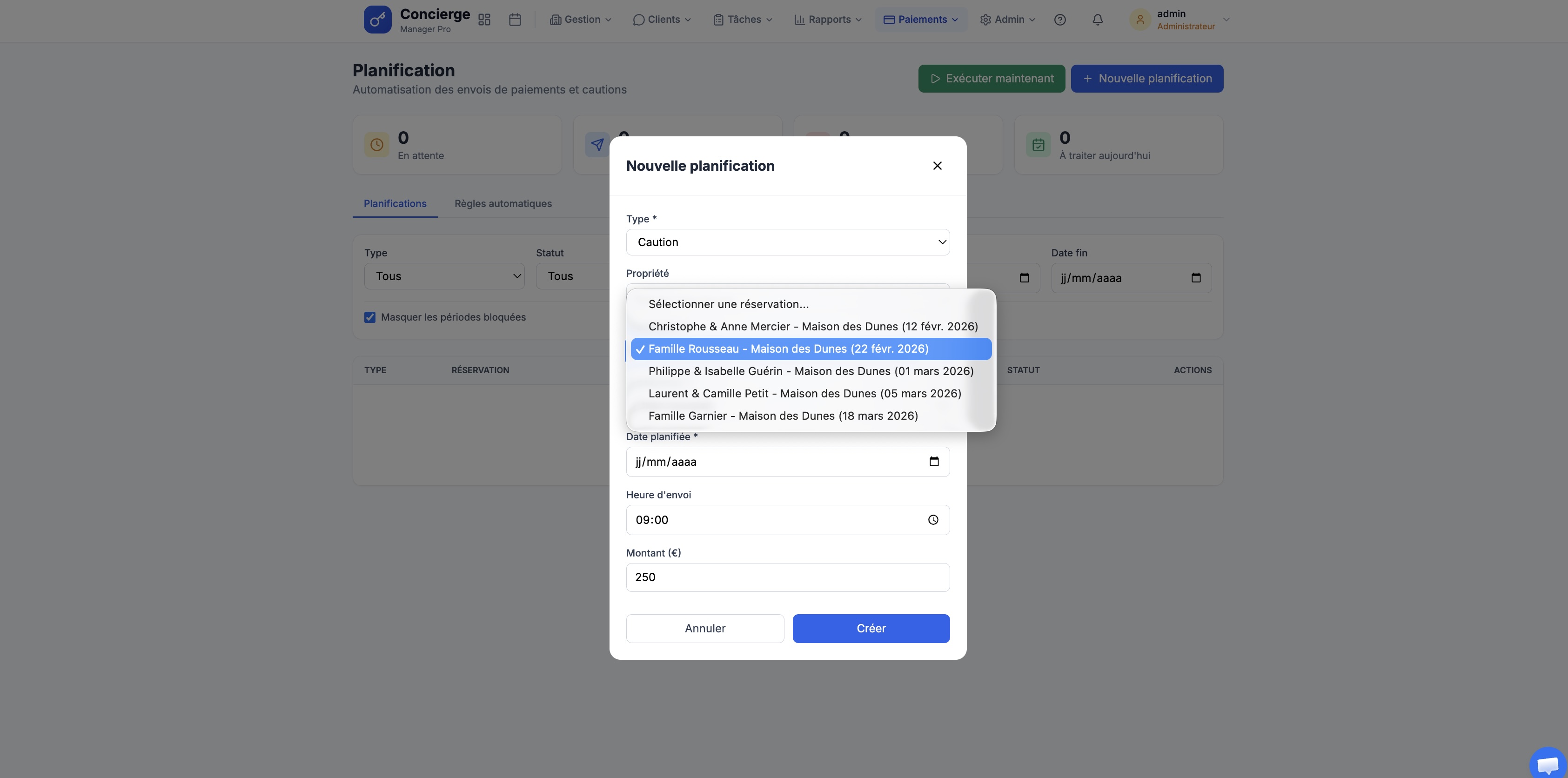 Formulaire de création manuelle d'une caution