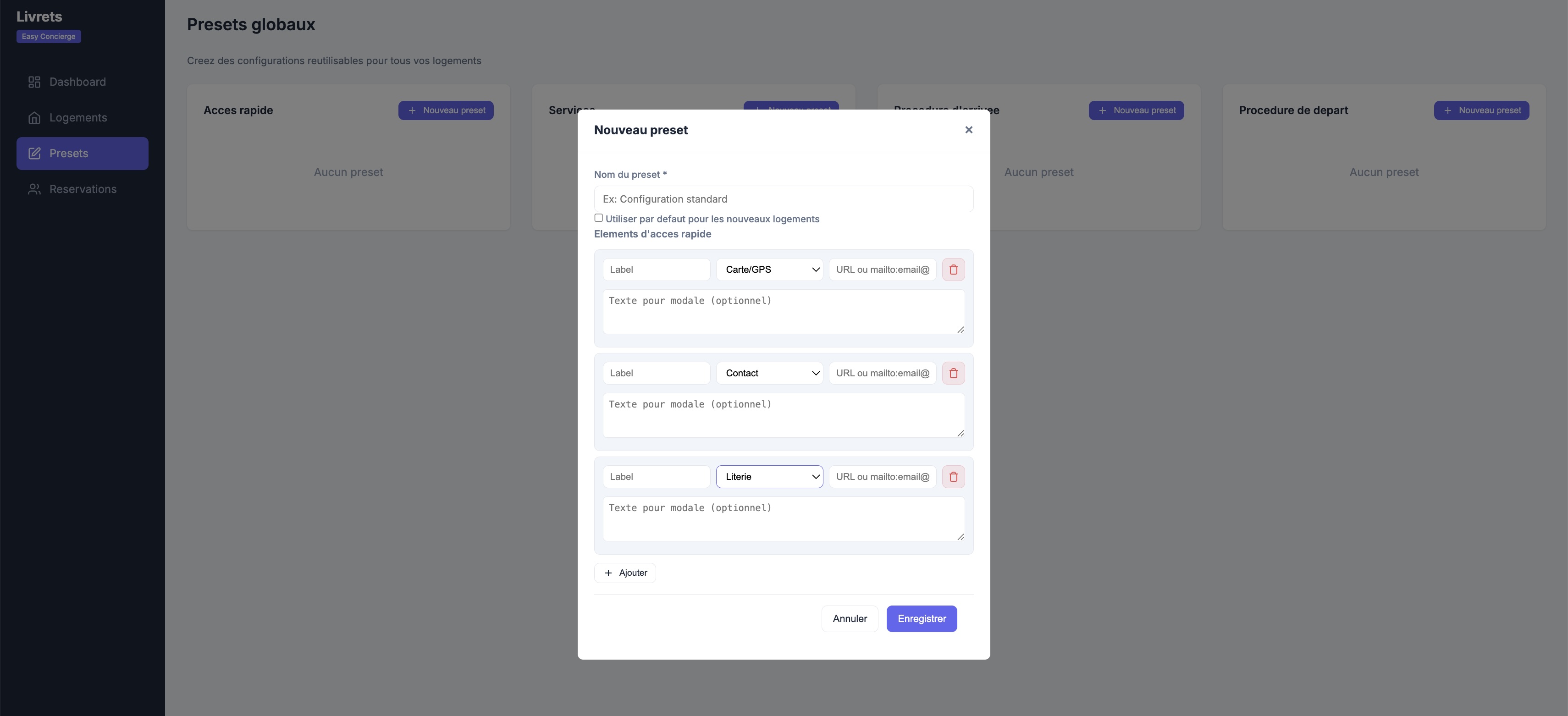 Personnalisation d'un template de livret